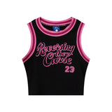 Women Vest Retro Drawstring Sleeveless T-shirt Vest