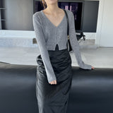 Women Cardigan Sweater Long Sleeve Knitted Sweater Cardigan Slim V-neck Sexy Sweater Coat 8t8232