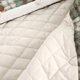 Unisex Winter Cotton Coat Winter Color Matching Plaid Lambswool Lapel Cotton-Padded Coat