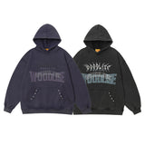 Men Hoodie Retro College Style Washed and Worn Couple Hooded Sweater