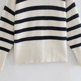 Women Sweater Knitwear Autumn and Winter Striped Loose Long Sleeve round Neck Pullover Sweater Sweater