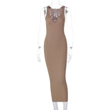 Women Dresses Sexy Dress Summer Sexy U Collar Sleeveless Slim Fit Skirt