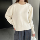 Women Winter Knitted Sweater Hollow Hole round Neck Sweater Autumn Loose-Fitting Long Sleeve Sweater Ht09