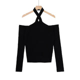 Women Sweater Knit Wear Spring Slim-Fit Sexy Long-Sleeved off-Shoulder Sweater