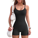 Women Jumpsuit Summer Yoga Romper Jumpsuit Rib Spaghetti Strap Sexy Jumpsuit