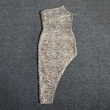 Women Evening Dress Leopard Print Dress Bandage One-Piece Dress Dress