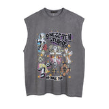 Men Vest Retro Sleeveless Vest T-shirt