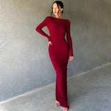 Women Dresses Summer Sexy V-neck Slim-Fit Long Sleeve Dress