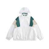 Unisex Jacket Retro Patchwork Contrast Color Loose Stand-up Collar Jacket