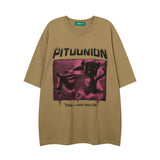 Men T Shirt Summer Alphabet Graffiti Print Distressed Short Sleeve T-shirt