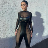 Women Jumpsuit Autumn Crew Neck Back Long-Sleeve Zipper Jumpsuit