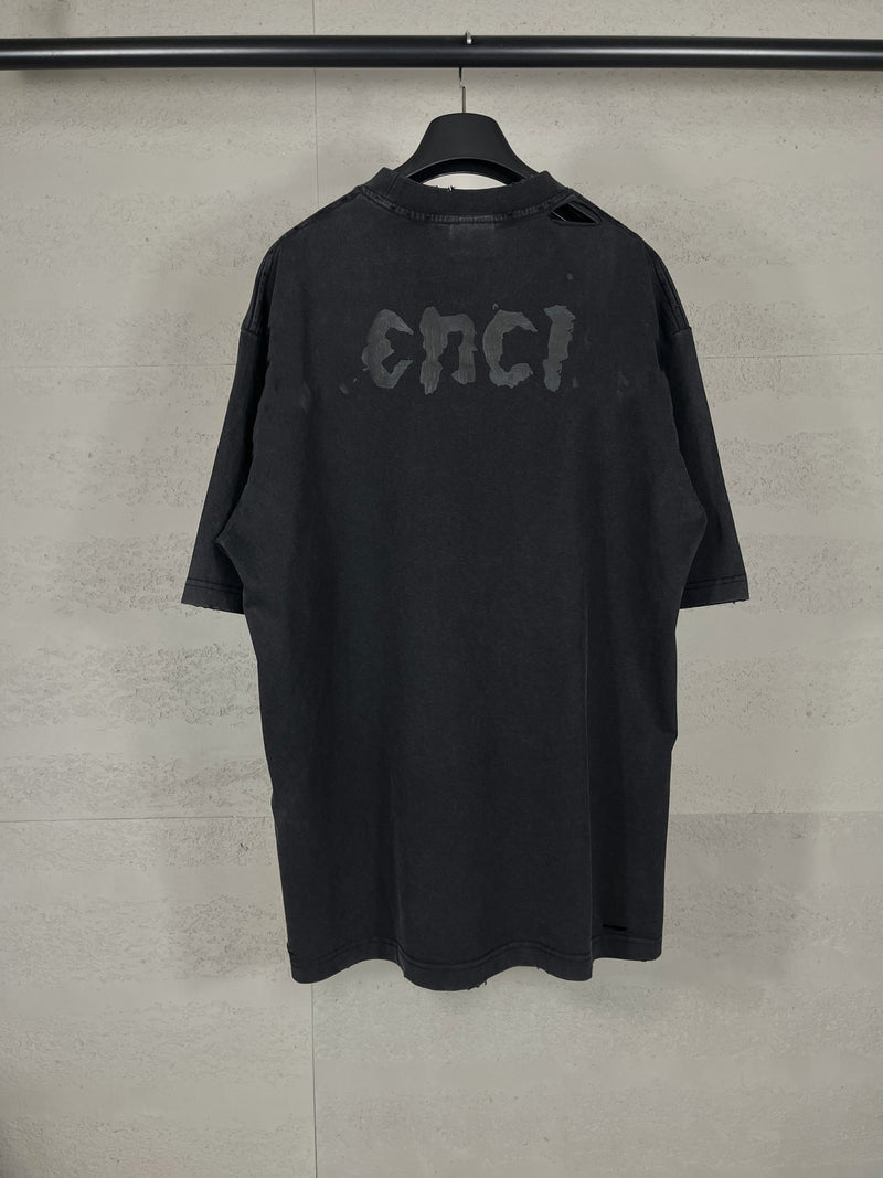 Men T-shirts printed washed water worn old short-sleeved T-shirts loose and casual