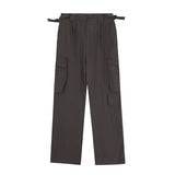 Men Sweatpants Cargo Straight-Leg Trousers Men's Zipper Pocket Loose Wide Leg Pants