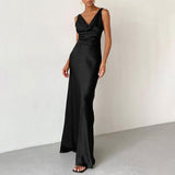 Women Dress Spring Black Sheath Dress Long Skirt