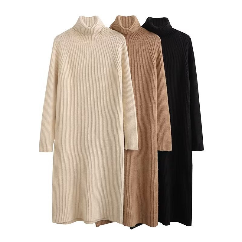 Women Sweater Knitwear Autumn and Winter Turtleneck Long Sleeve Solid Color Long Pullover Knitwear