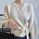 Women Knitwear Autumn Retro V-neck Sweaters Cardigan