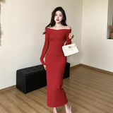 Women Dresses Retro Slim-Fit Long Sleeve Dress Autumn