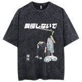 Men Streetwear Washed Acid Oversized T Shirt Japanese