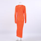 Women Dress Black Pleated Dress Female Autumn Winter Long Dress