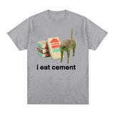 I Eat Cement Cursed Cat Funny Meme T Shirt for Men Women