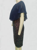 Women Evening Gown Sexy Strap Chiffon Sequins Dress
