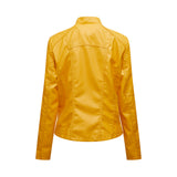 Red Leather Jacket Spring and Autumn Women's Leather Jacket Women's Short Jacket