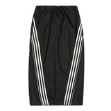 Women Long Skirt Reflective Striped Midi Skirt Split Casual Skirt