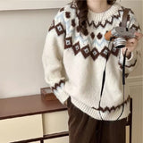 Women Knitwear Spring and Autumn round Neck Knitwear Loose Retro Sweater