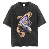 Washed and old T-shirt anime ONE PIECE short sleeve