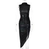 Women Dresses Winter Slim Fit Pleated Sleeveless Dress