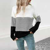 Women Knitted Sweater Autumn and Winter Striped Sweater