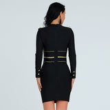 Women's Evening Dress round Neck Long Sleeve Bandage One-Piece Dress