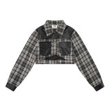 Women Jacket Autumn Plaid Long Sleeve Coat