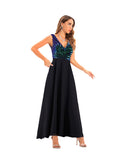 Women's Evening Gown Sexy Backless Chiffon Stitching Sequins Dress Evening Dress