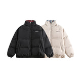 Unisex Winter Cotton Coat Stand-up Collar Cotton-Padded Clothes Double-Sided Plaid Cotton-Padded Jacket