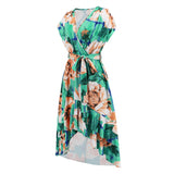 Women Date Dress Sexy V-neck Bat Sleeve Irregular Fishtail Skirt