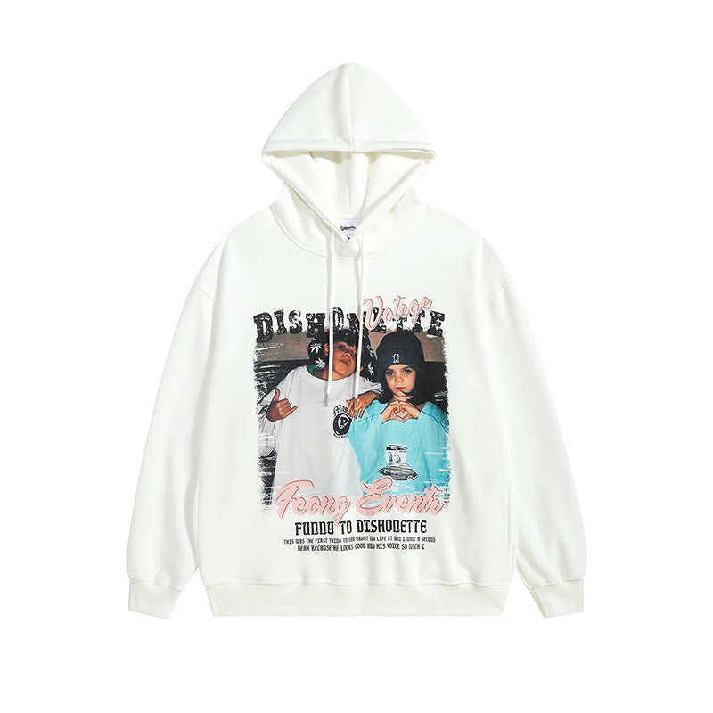 Men Hoodie Printed Hoodie Men's and Women's Oversize Hip Hop Retro Couple Hoodie