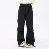 Men Sweatpants Workwear Paratrooper Pants Men's Pleated Wide Leg Straight Trousers Drawstring Sports Casual Pants