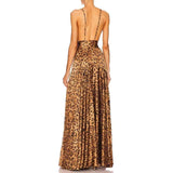 Women Dresses Sexy Leopard Print Suspender Dress Spring V-neck Dress (Qymy0409)