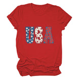 T-shirt usa flower print personalized short-sleeved top