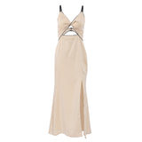 Corset Dress V-neck Brace Dress Hollow Split Dress Sexy