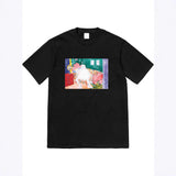 Men T-shirts 18FW Bedroom Tee Bedroom Artist Cartoon, Short Sleeve T-Shirt Bottom Shirt