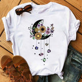 Maycaur Women's T-shirt Casual Kawaii Sunflower Butterfly