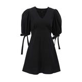 Women Dress Dress Women's Autumn Simplicity Loose Puff Sleeves A- line Skirt