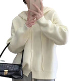 Women Knitwear Spring and Autumn Hooded Sweater Loose Knitted Cardigan