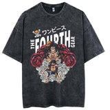Pure cotton washed and old ONE PIECE animation printed cartoon T-shirt