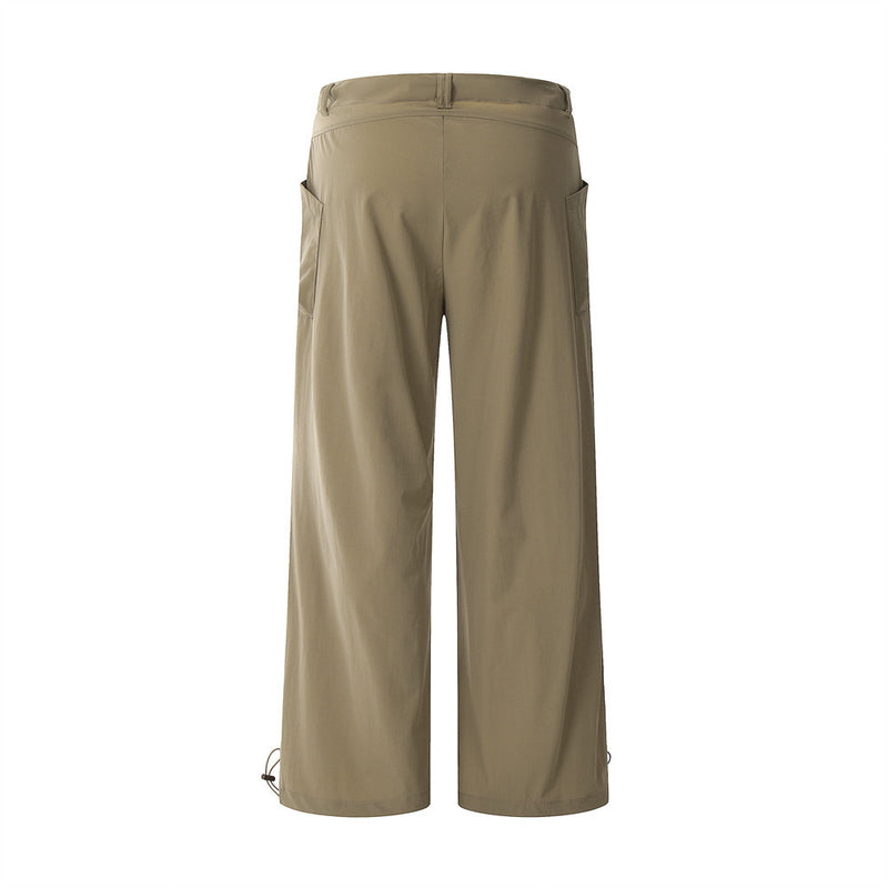 Men Sweatpants Sports Casual Working Pants Men's Knee Folds Straight-Leg Trousers
