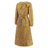 Women Date Dress Autumn and Winter Leisure Floral Print Long Sleeve Dress