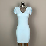 Women Dresses V-neck U-Neck Short Sleeve Dress Hip Skirt Short Skirt