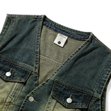 Men Vest Denim Cargo Pants Vest